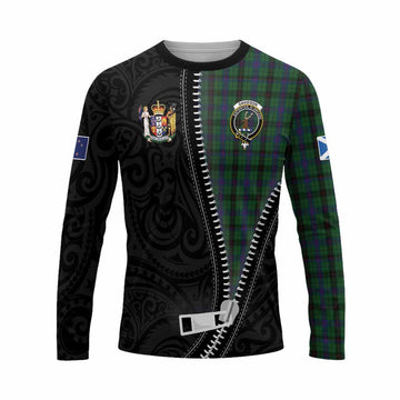 Davidson Tartan Long Sleeve T-Shirt New Zealand Pattern Unique Zipper Stylized