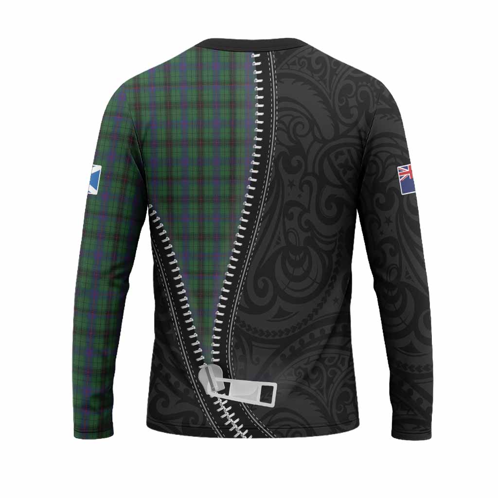 Davidson Tartan Long Sleeve T-Shirt New Zealand Pattern Unique Zipper Stylized