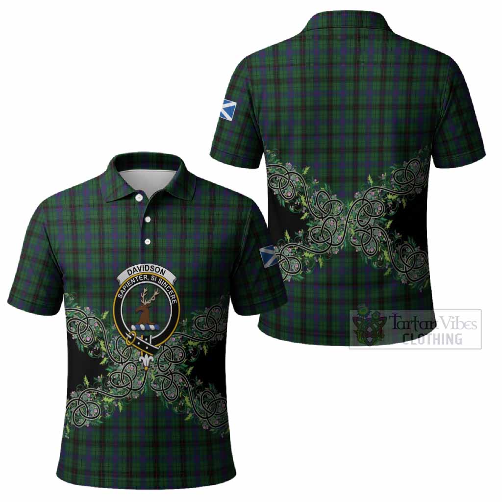 Davidson Tartan Polo Shirt Thistle Scottish Spirit