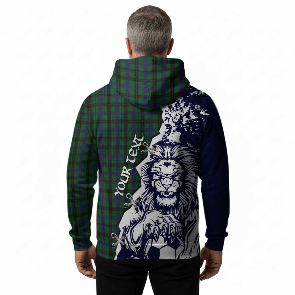 Davidson Tartan Scottish Hoodie Angry Lion With Soccer Ball Style