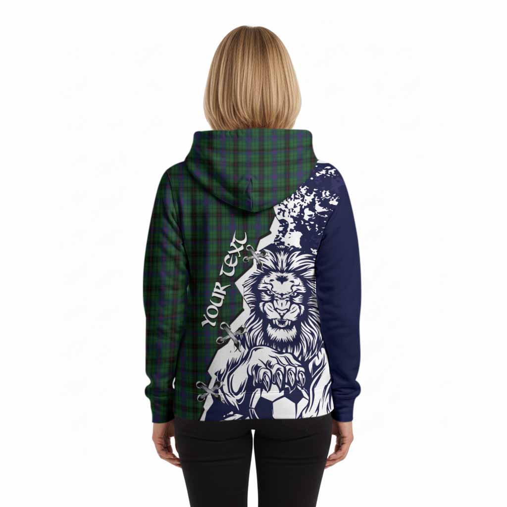 Davidson Tartan Scottish Hoodie Angry Lion With Soccer Ball Style