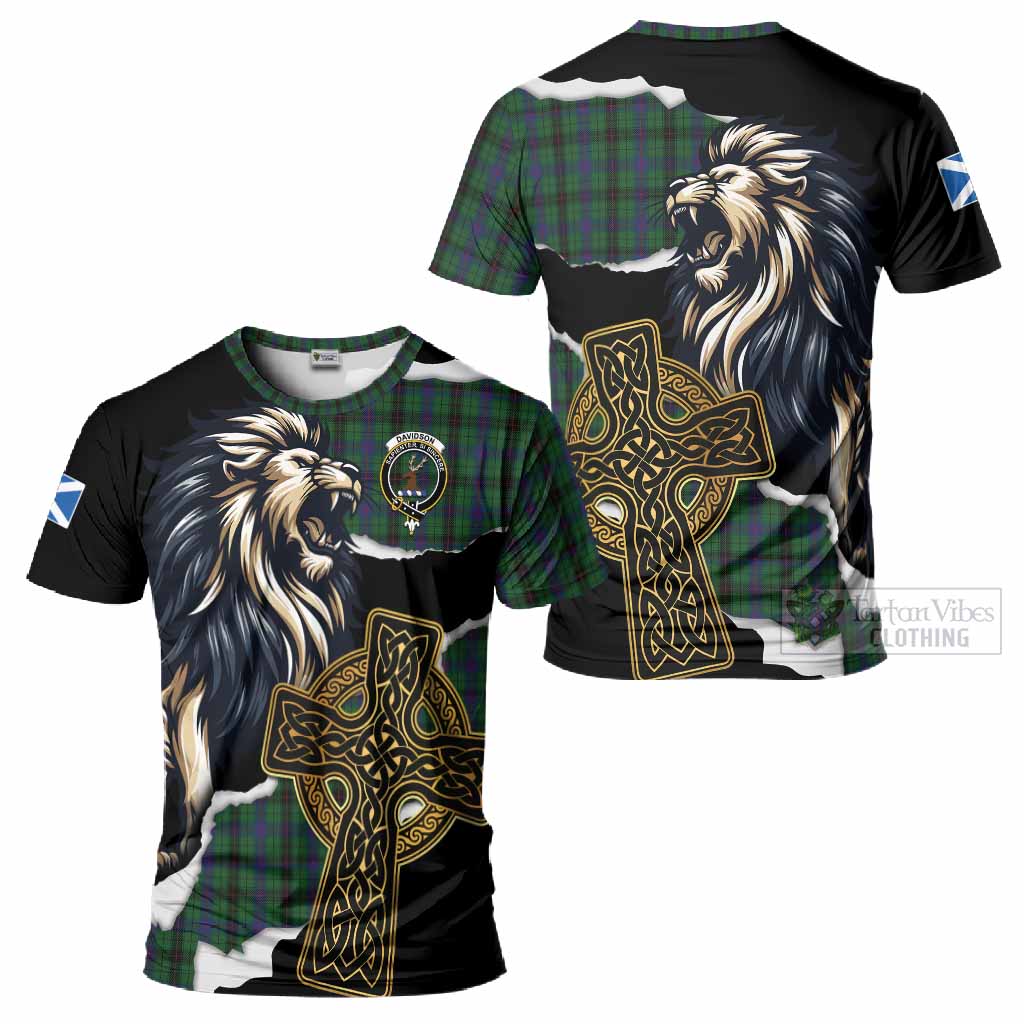 Davidson Tartan Scottish T-Shirt Lion Celtic Heritage