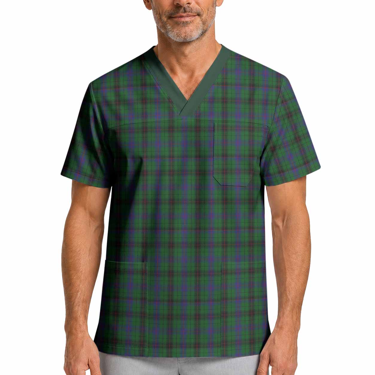Davidson Tartan Scrub Top XL - Tartan Vibes Clothing