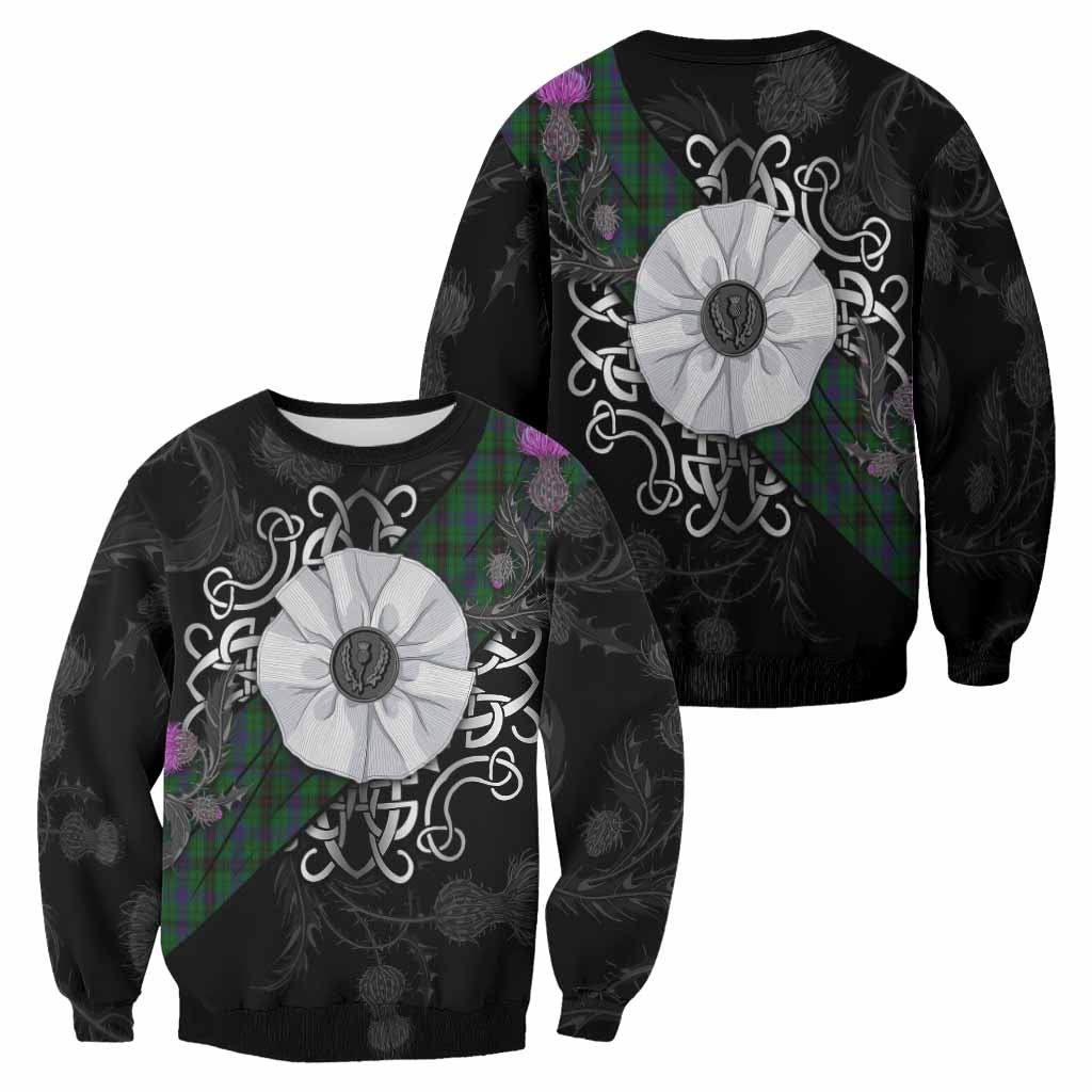 Davidson Tartan Sweatshirt Jacobite White Rose - Tartan Vibes Clothing