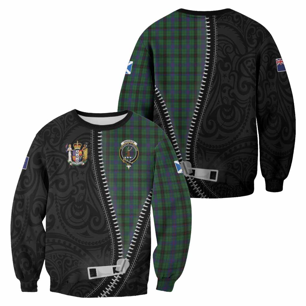Davidson Tartan Sweatshirt New Zealand Pattern Unique Zipper Stylized