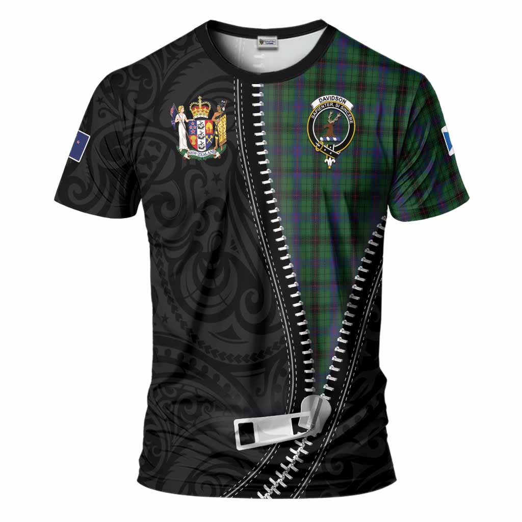 Davidson Tartan T-Shirt New Zealand Pattern Unique Zipper Stylized
