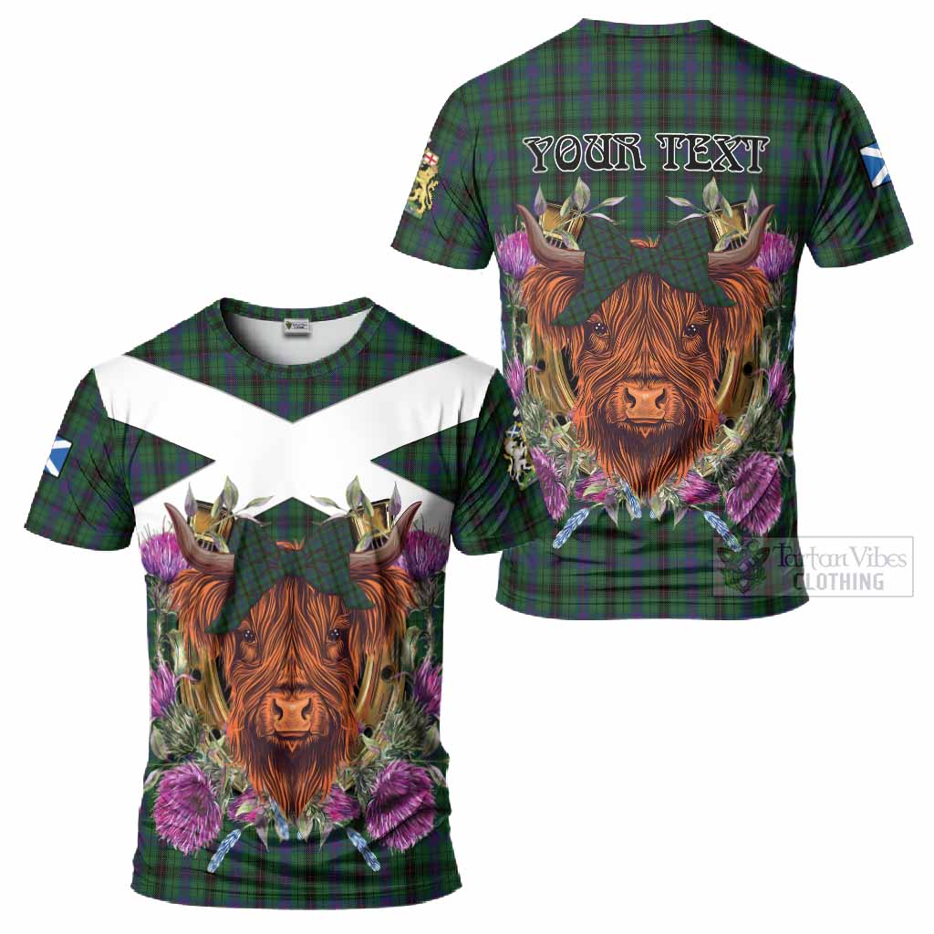 Davidson Tartan T-Shirt Scottish Thistle Heilan Coo
