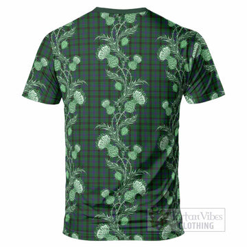 Davidson Tartan T-Shirt Seamless Scottish Thistle Flowers