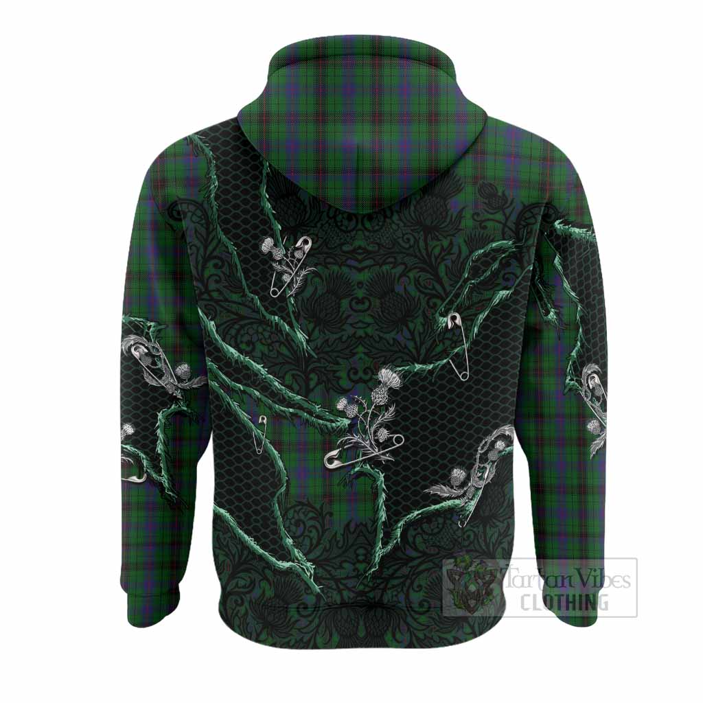 Davidson Tartan Thistle Dark Gothic Hoodie - Tartan Vibes Clothing