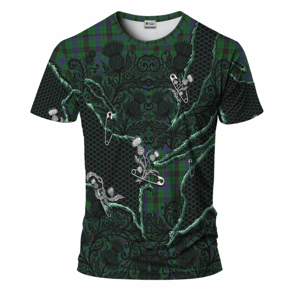 Davidson Tartan Thistle Dark Gothic T-Shirt Kid's Shirt - Tartan Vibes Clothing