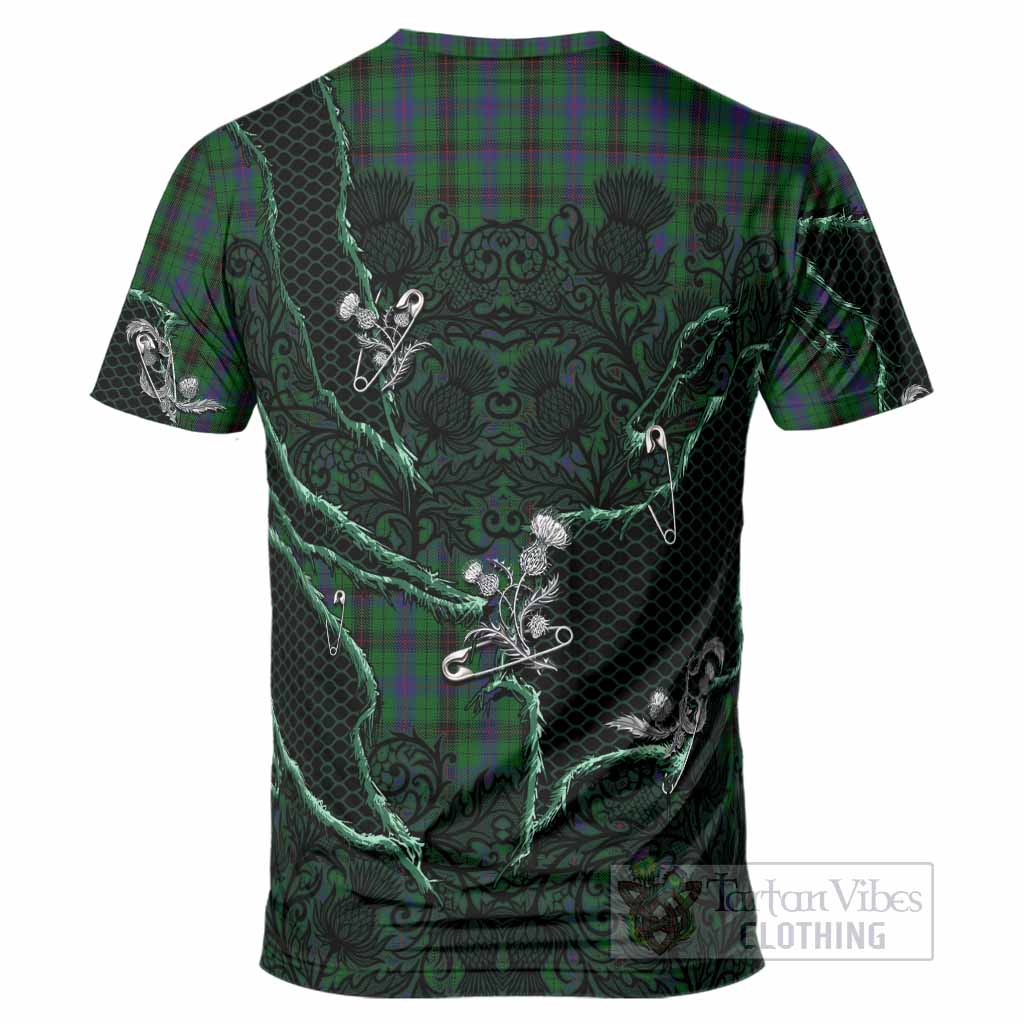 Davidson Tartan Thistle Dark Gothic T-Shirt - Tartan Vibes Clothing
