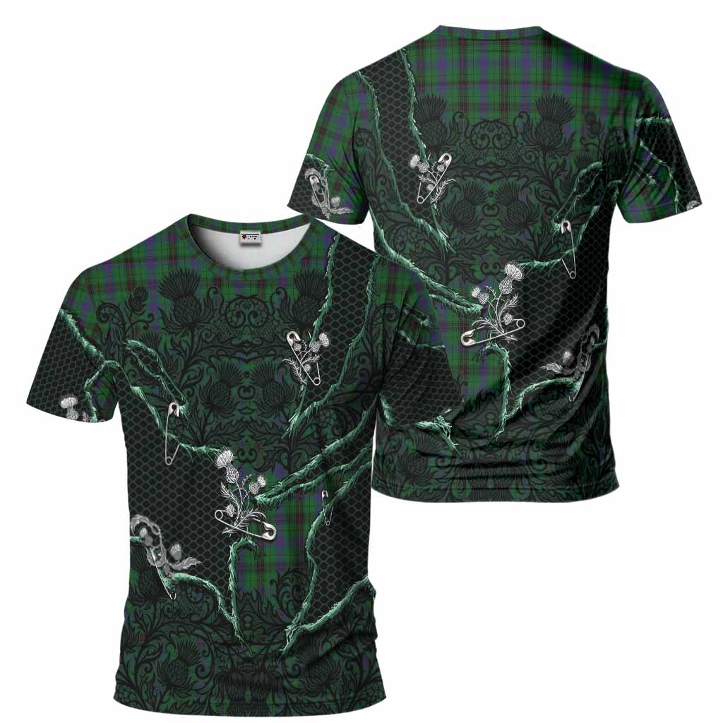 Davidson Tartan Thistle Dark Gothic T-Shirt - Tartan Vibes Clothing