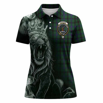 Davidson Tartan Women Polo Shirt Roaring Lion Heritage