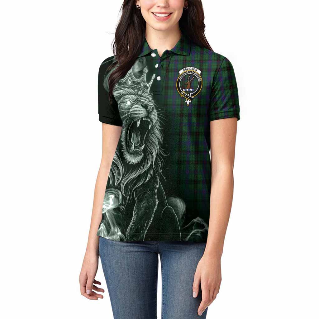 Davidson Tartan Women Polo Shirt Roaring Lion Heritage