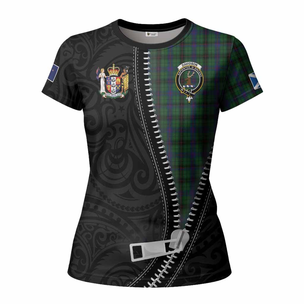 Davidson Tartan Women T shirt New Zealand Pattern Unique Zipper Stylized