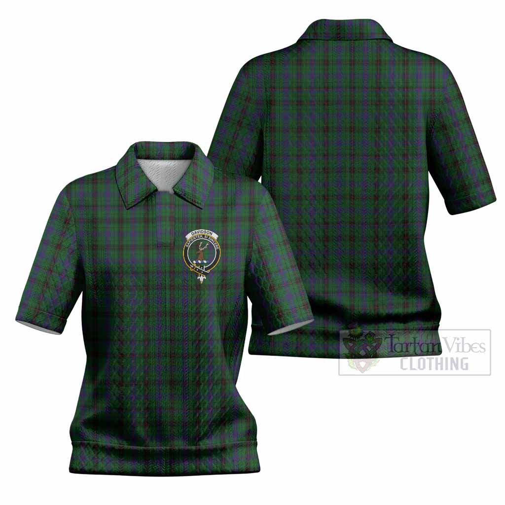 Davidson Tartan Women’s Polo Sweater Top with Family Crest