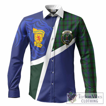 Davidson The Scottish Football Crest Long Sleeve Button Shirts Lion-Tartan Army