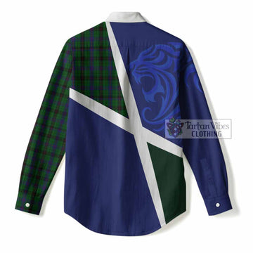 Davidson The Scottish Football Crest Women Casual Shirt Lion-Tartan Army