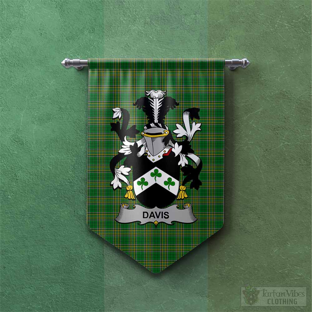Davis Irish Clan Tartan Gonfalon, Tartan Banner with Coat of Arms Chevron - Tartan Vibes Clothing