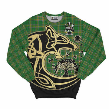 Davis Irish Tartan Sweatshirt with Coat of Arms Celtic Wolf Style Unisex - Tartan Vibes Clothing
