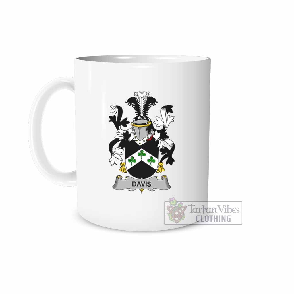 Davis Irish Clan Coat of Arms Ceramic Mug White - 2D-tartanvibesclothing
