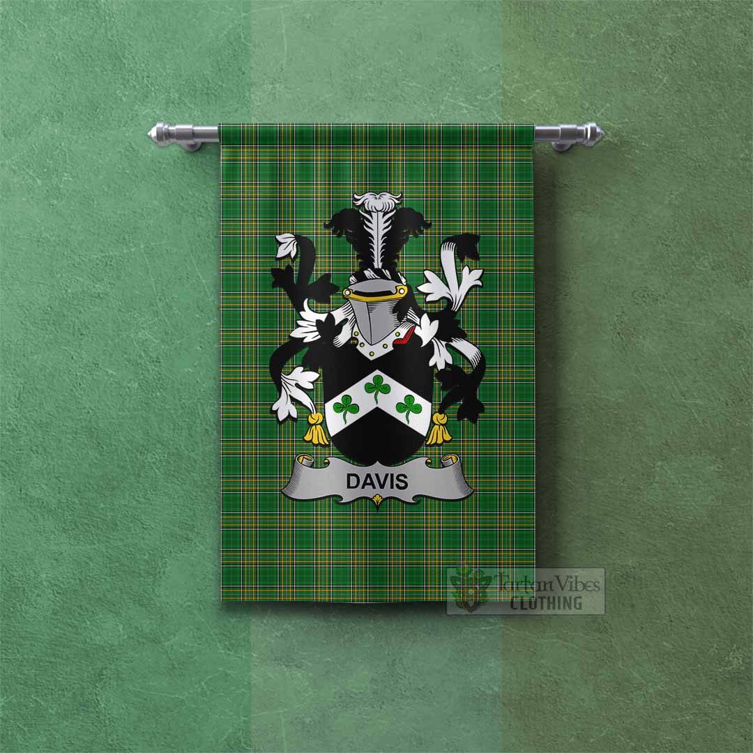 Davis Irish Clan Tartan Gonfalon, Tartan Banner with Coat of Arms Rectangle - Tartan Vibes Clothing