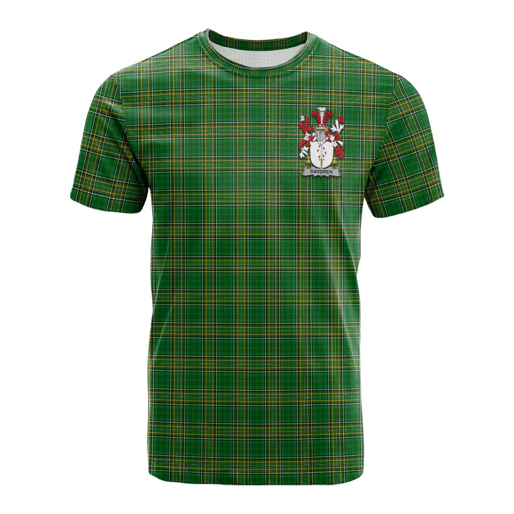 Davoren Irish Clan Tartan Cotton T-shirt with Coat of Arms Kid's Shirt - Tartan Vibes Clothing