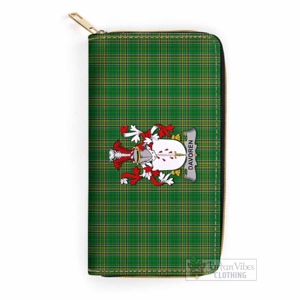 Tartan Vibes Clothing Davoren Irish Clan Tartan Women's Leather Wallet with Coat of Arms