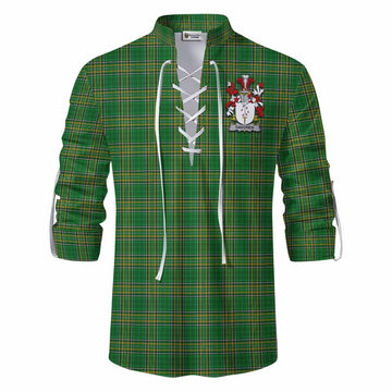 Davoren Irish Clan Tartan Ghillie Kilt Shirt with Coat of Arms