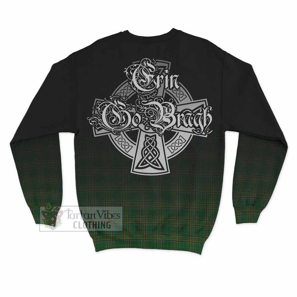 Tartan Vibes Clothing Davoren Irish Clan Sweatshirt with Coat of Arms Erin Go Bragh Celtic Inspired