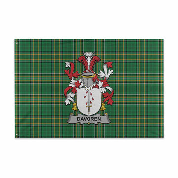 Davoren Irish Clan Tartan House Flag with Coat of Arms