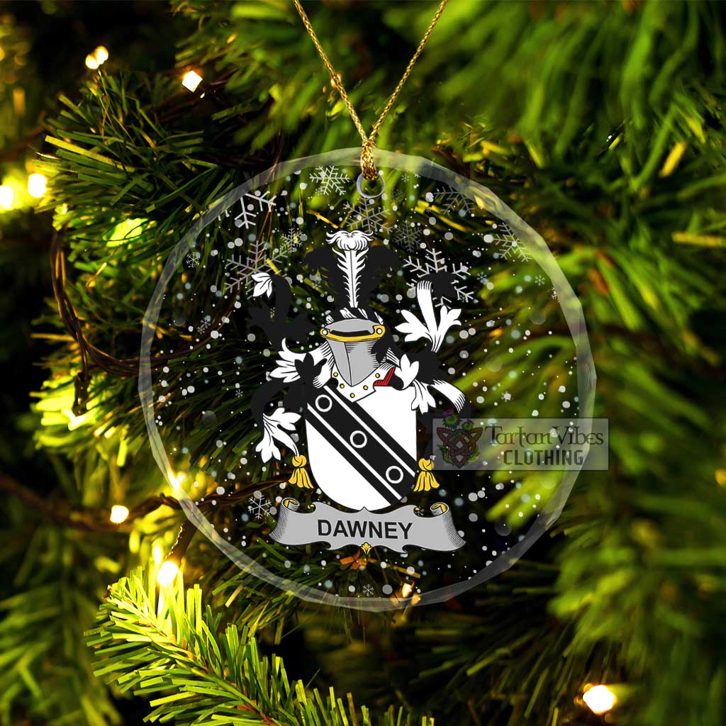 Dawney Irish Clan Christmas Glass Ornament with Coat of Arms Transparent Glass Circle - 2D-tartanvibesclothing