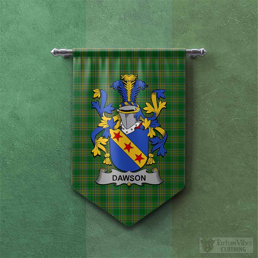 Tartan Vibes Clothing Dawson Irish Clan Tartan Gonfalon, Tartan Banner with Coat of Arms