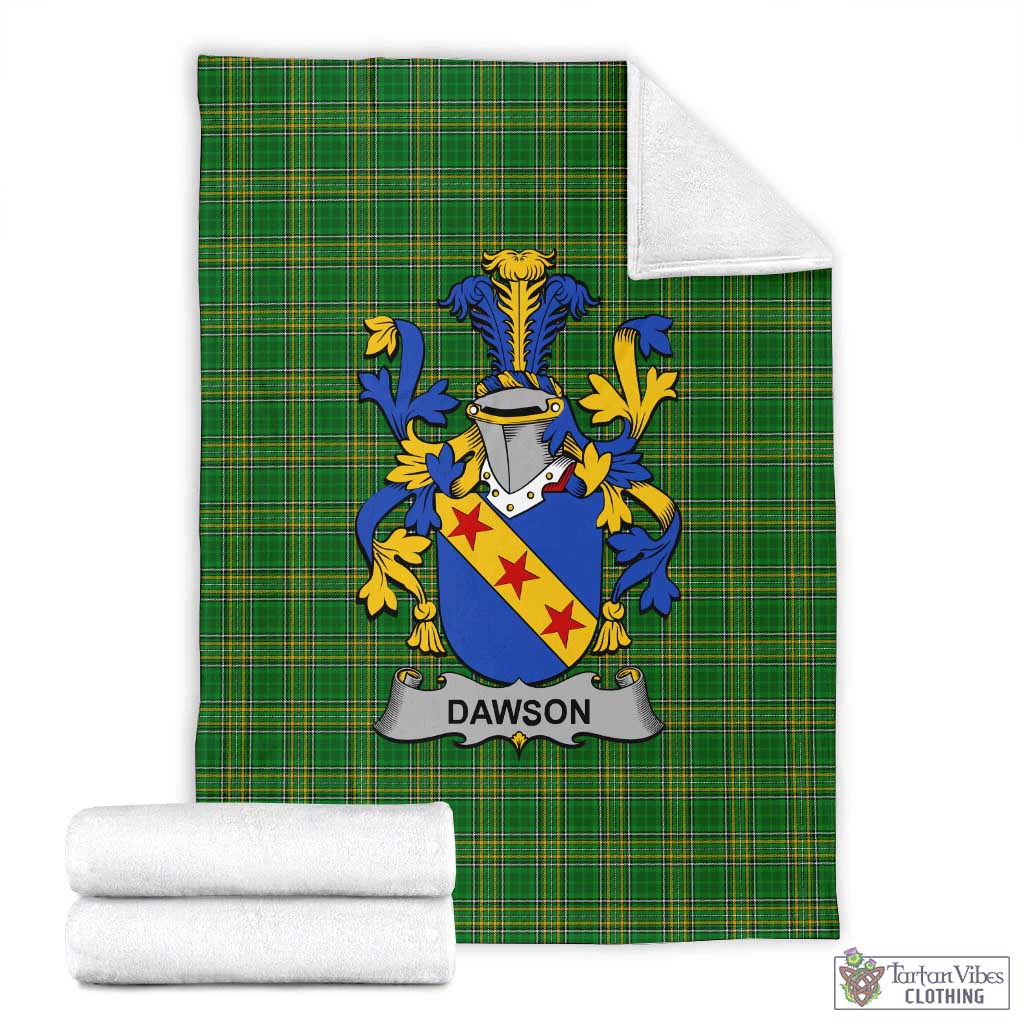 Dawson Irish Clan Tartan Blanket with Coat of Arms X-Large 59 x 79 inches 150 x 200 cm - Tartan Vibes Clothing