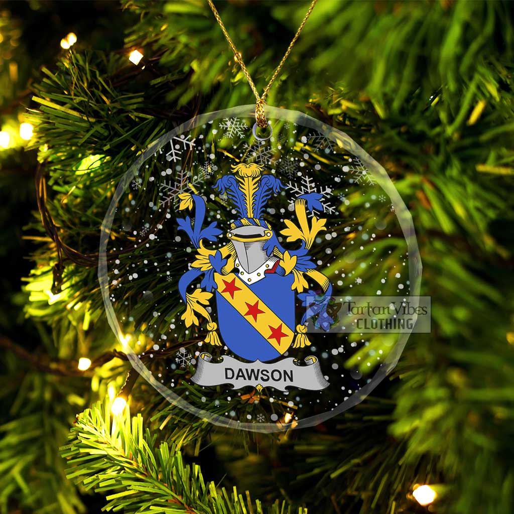Tartan Vibes Clothing Dawson Irish Clan Christmas Glass Ornament with Coat of Arms