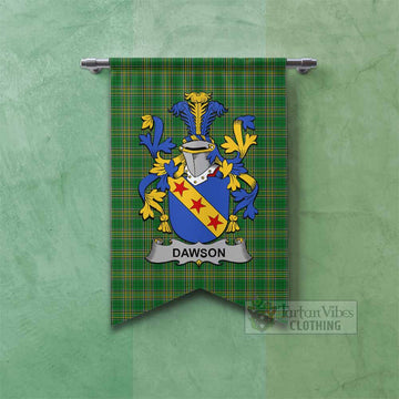 Dawson Irish Clan Tartan Gonfalon, Tartan Banner with Coat of Arms