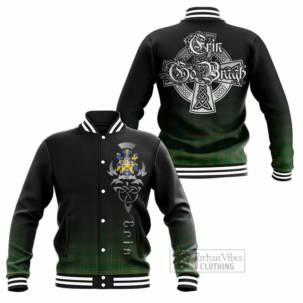 Tartan Vibes Clothing Day Irish Clan Baseball Jacket with Coat of Arms Erin Go Bragh Celtic Inspired