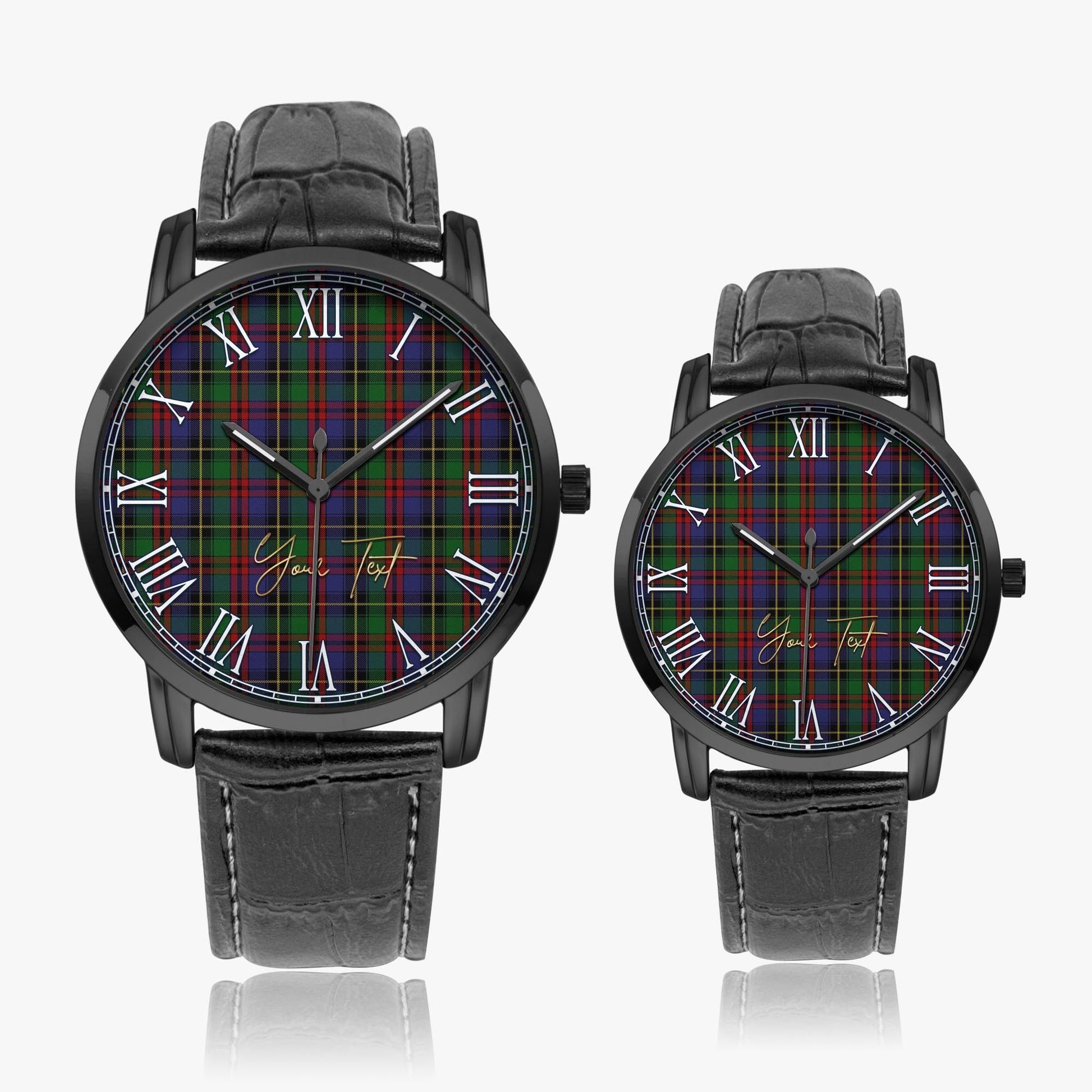 Deas Tartan Personalized Your Text Leather Trap Quartz Watch Wide Type - Tartan Vibes Clothing