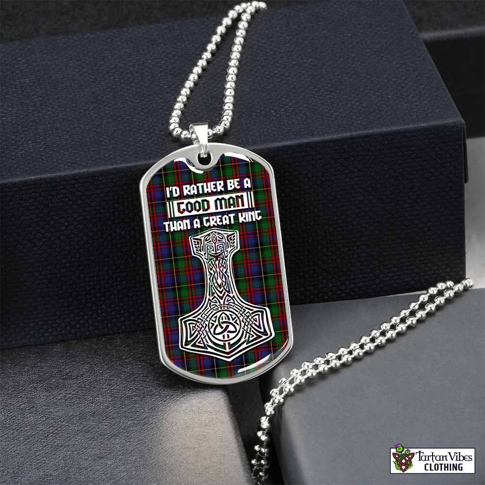 Deas Tartan Dog Tag Necklace Viking Mjolnir Style Silver No - Tartan Vibes Clothing