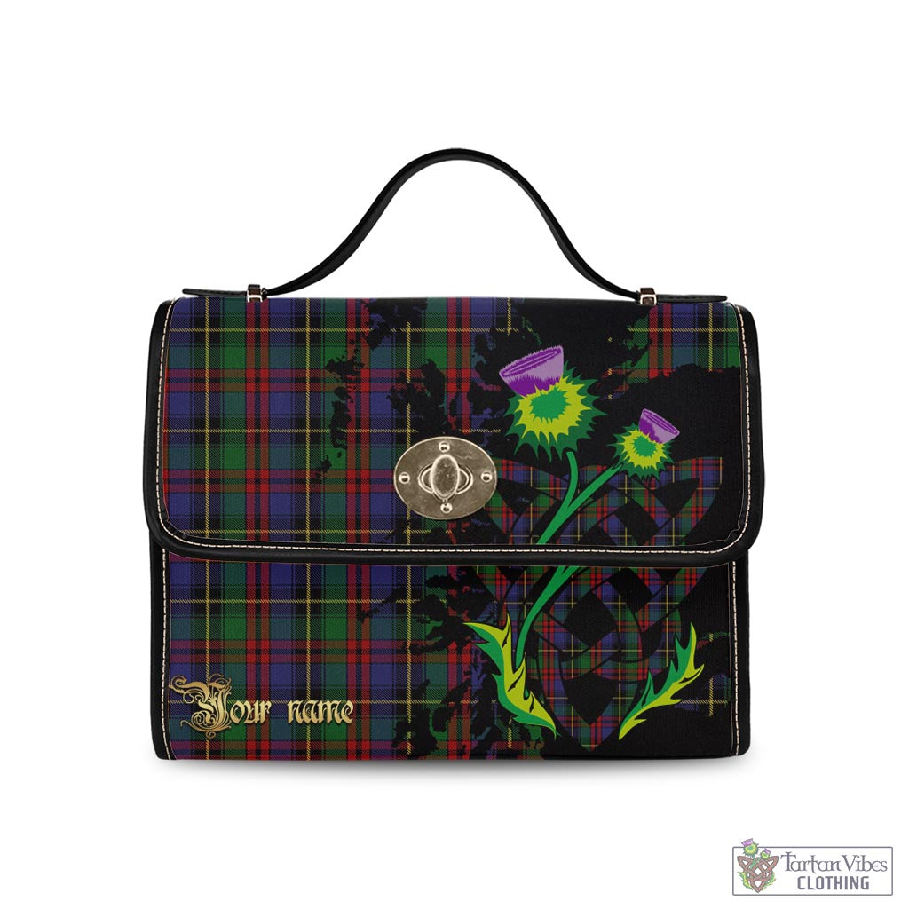 Tartan Vibes Clothing Deas Tartan Waterproof Canvas Bag with Scotland Map and Thistle Celtic Accents