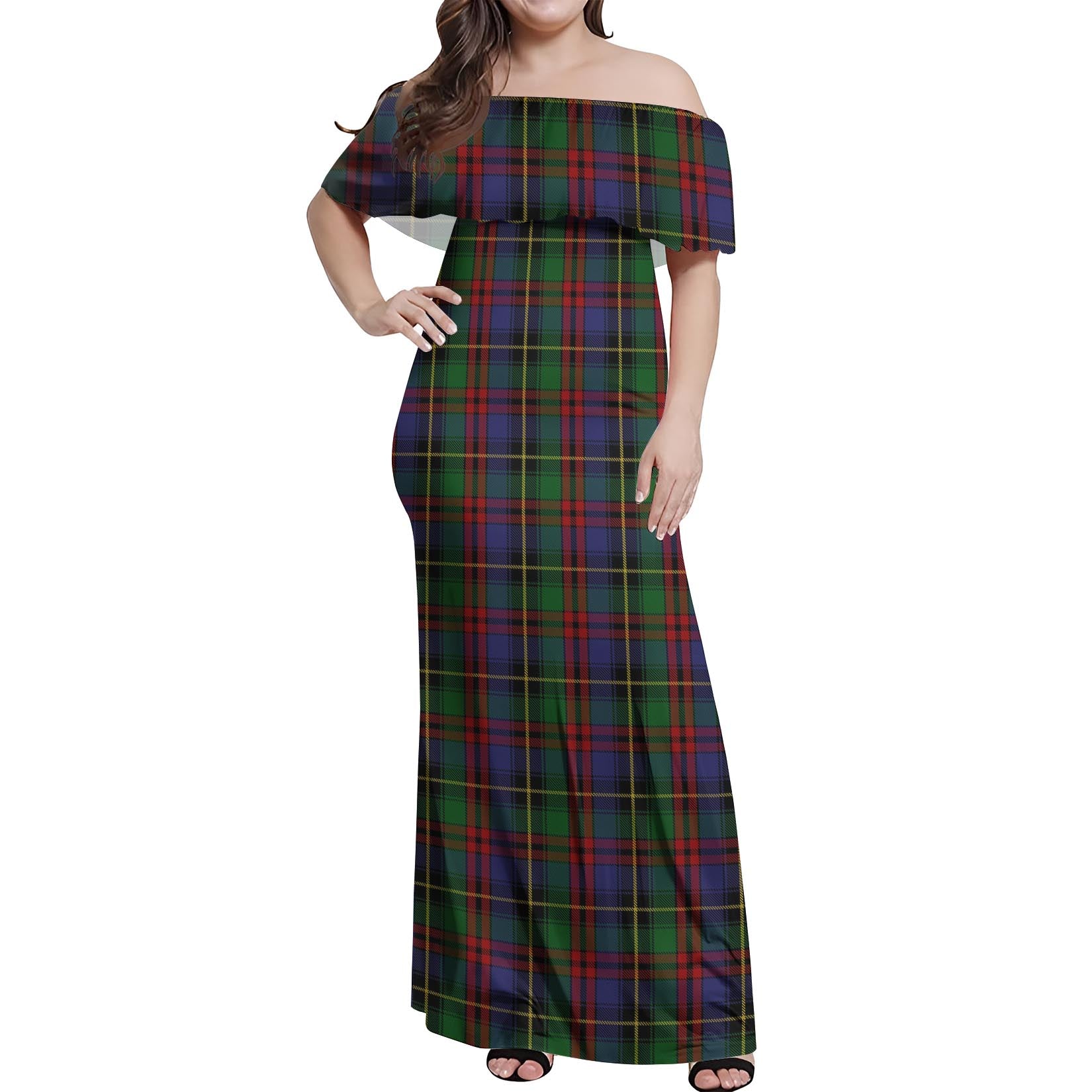 Deas Tartan Off Shoulder Long Dress Women's Dress - Tartan Vibes Clothing