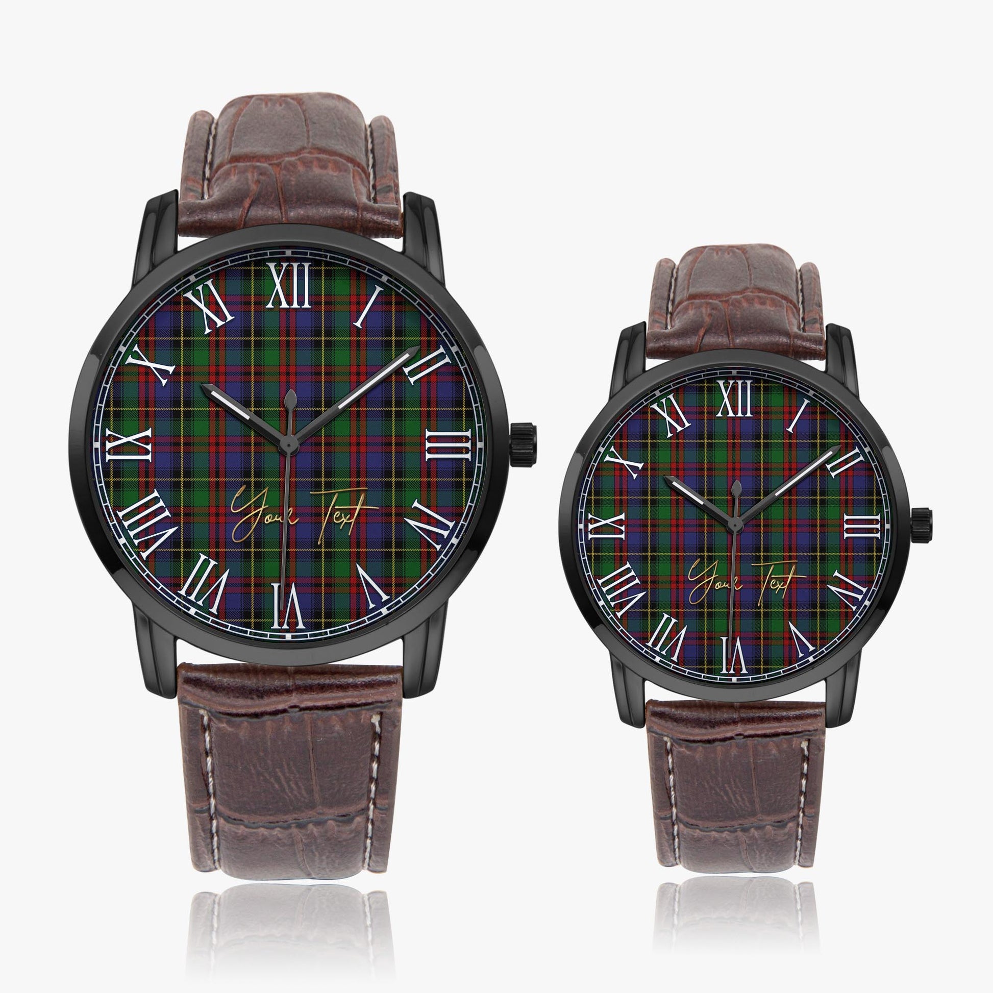 Deas Tartan Personalized Your Text Leather Trap Quartz Watch - Tartan Vibes Clothing