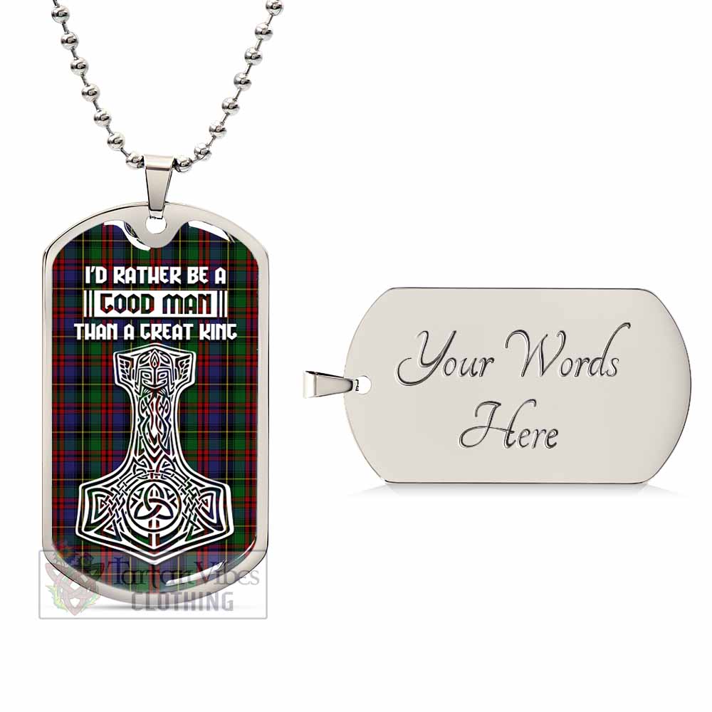 Deas Tartan Dog Tag Necklace Viking Mjolnir Style Silver Yes - Tartan Vibes Clothing