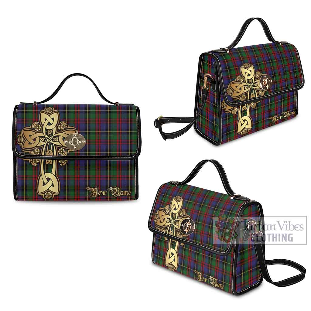 Tartan Vibes Clothing Deas Tartan Waterproof Canvas Bag Golden Thistle Celtic Cross Style