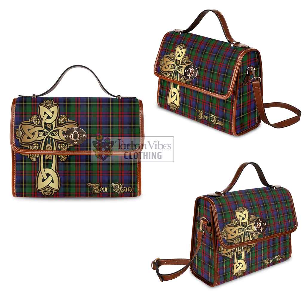 Tartan Vibes Clothing Deas Tartan Waterproof Canvas Bag Golden Thistle Celtic Cross Style