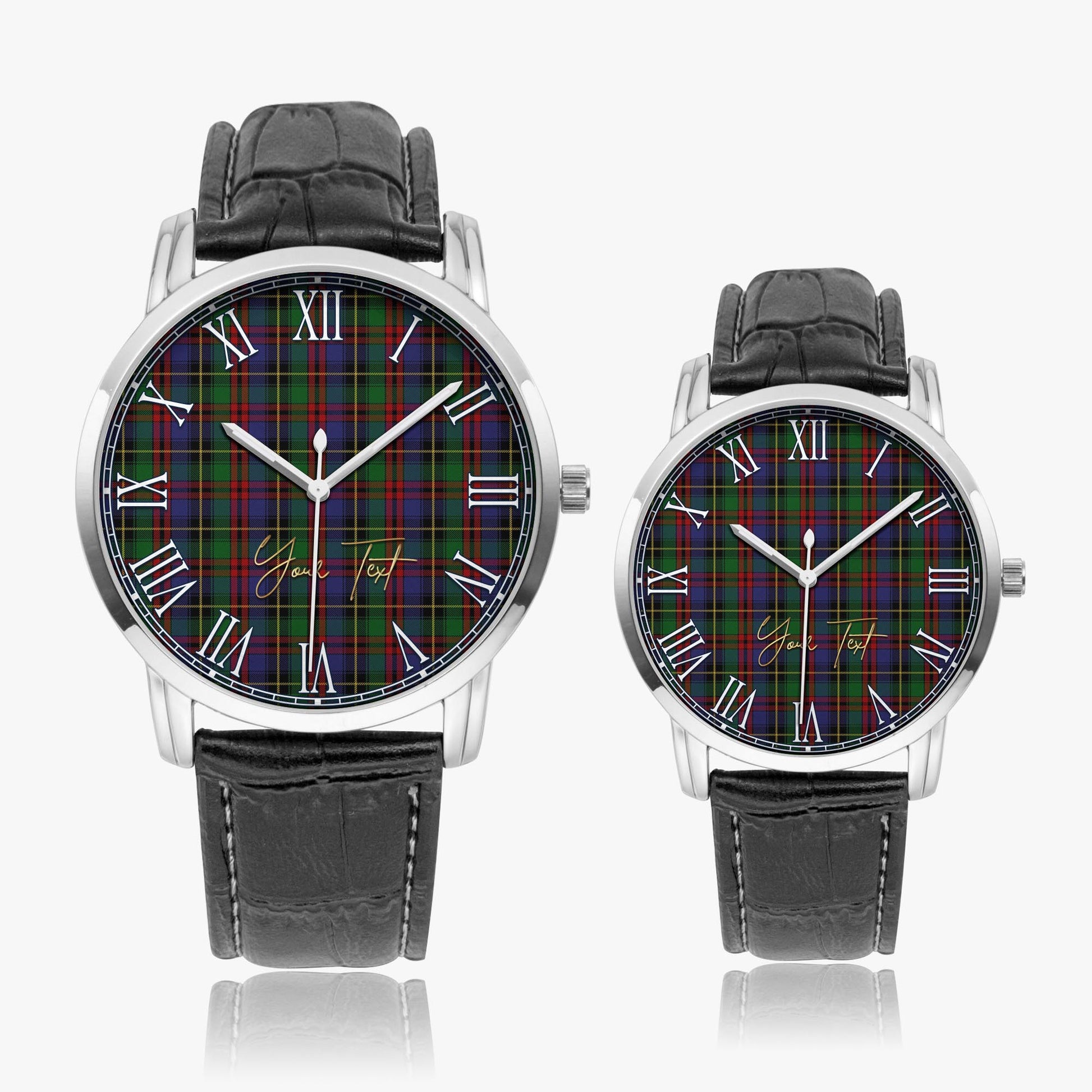 Deas Tartan Personalized Your Text Leather Trap Quartz Watch - Tartan Vibes Clothing