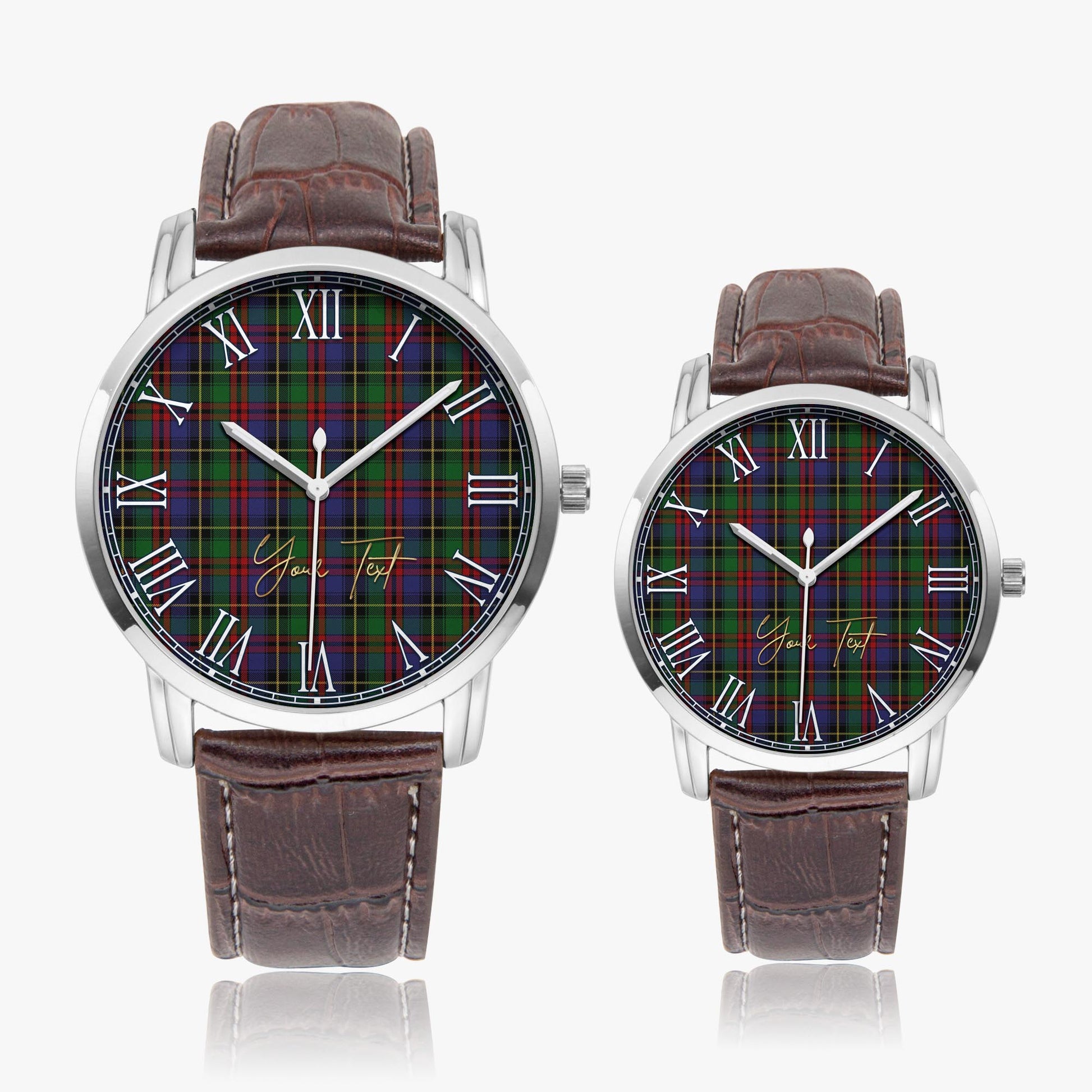 Deas Tartan Personalized Your Text Leather Trap Quartz Watch - Tartan Vibes Clothing