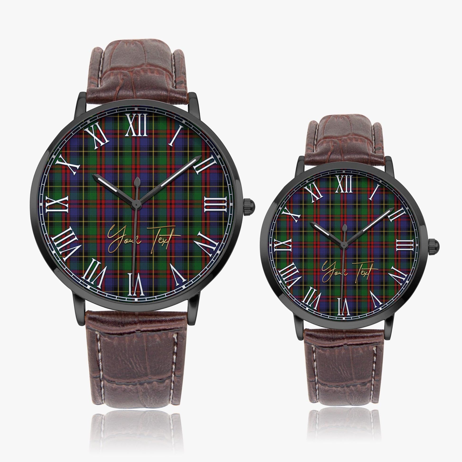 Deas Tartan Personalized Your Text Leather Trap Quartz Watch - Tartan Vibes Clothing