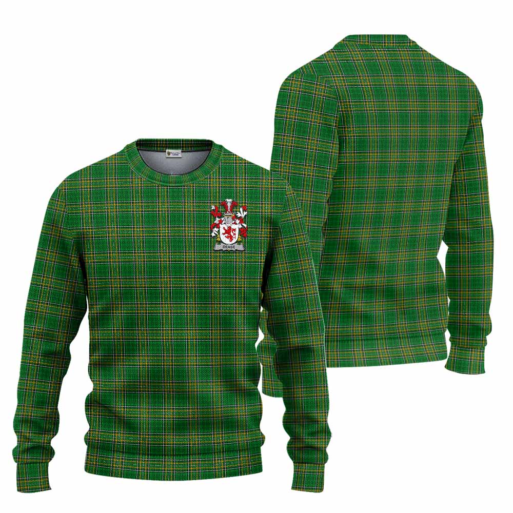 Tartan Vibes Clothing Dease Irish Clan Tartan Knitted Sweater with Coat of Arms