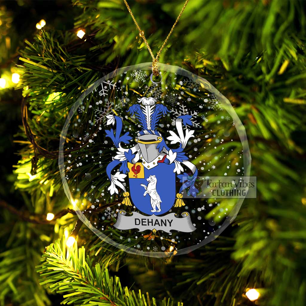 Dehany Irish Clan Christmas Glass Ornament with Coat of Arms Transparent Glass Circle - 2D-tartanvibesclothing